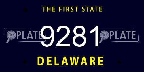 9281 Delaware License Plate