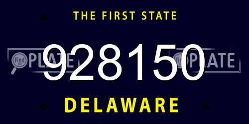 928150 Delaware License Plate