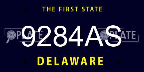 9284AS Delaware License Plate