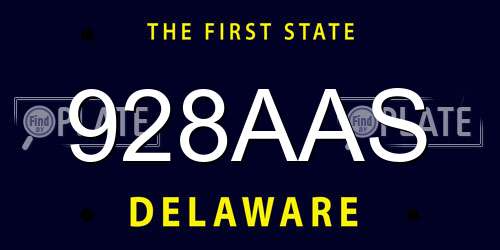 928AAS Delaware License Plate