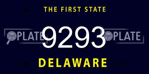 9293 Delaware License Plate