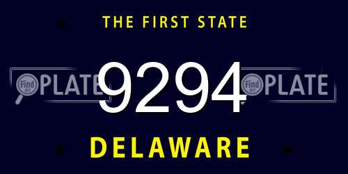 9294 Delaware License Plate