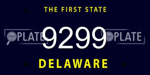 9299 Delaware License Plate