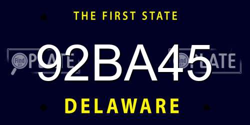 92BA45 Delaware License Plate