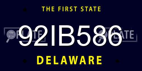 92IB586 Delaware License Plate