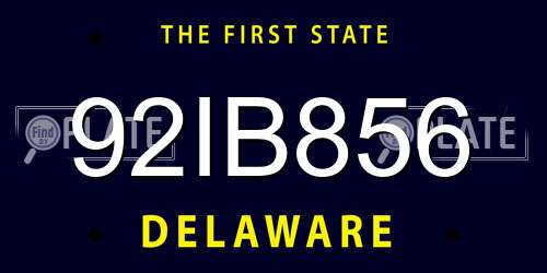 92IB856 Delaware License Plate