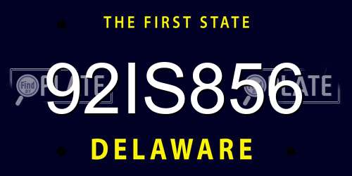 92IS856 Delaware License Plate