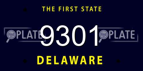 9301 Delaware License Plate