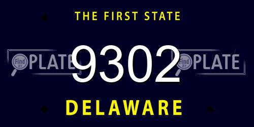 9302 Delaware License Plate