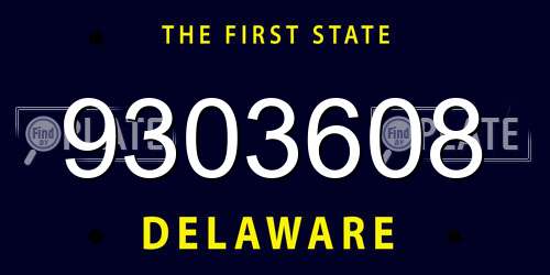 9303608 Delaware License Plate