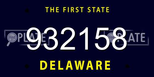 932158 Delaware License Plate