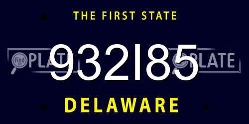 932I85 Delaware License Plate
