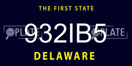 932IB5 Delaware License Plate