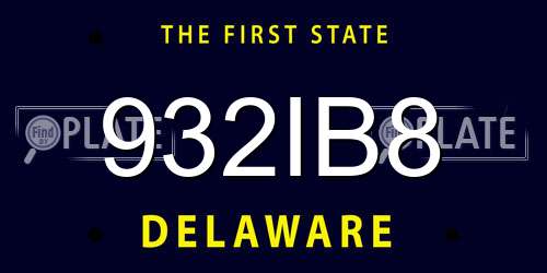 932IB8 Delaware License Plate
