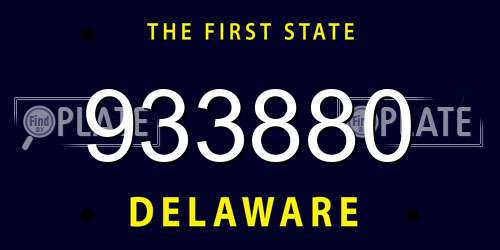933880 Delaware License Plate