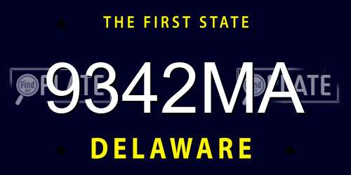 9342MA Delaware License Plate