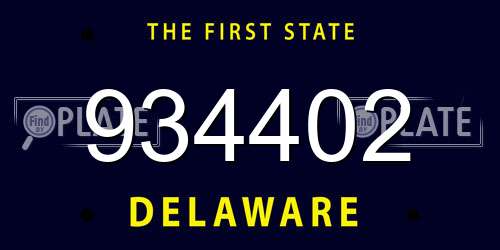 934402 Delaware License Plate