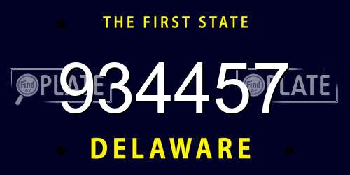 934457 Delaware License Plate