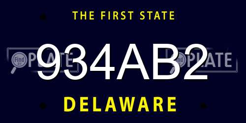 934AB2 Delaware License Plate