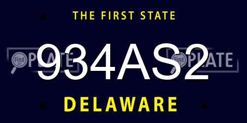 934AS2 Delaware License Plate