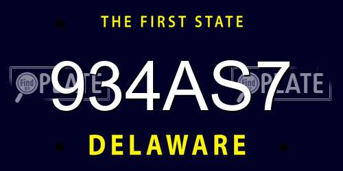 934AS7 Delaware License Plate
