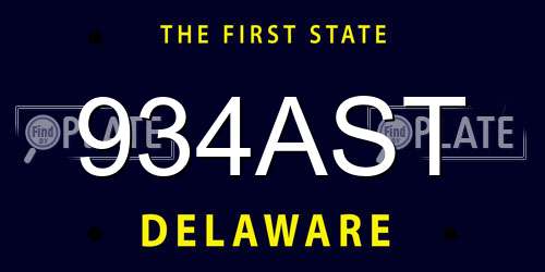 934AST Delaware License Plate