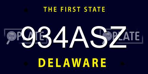 934ASZ Delaware License Plate