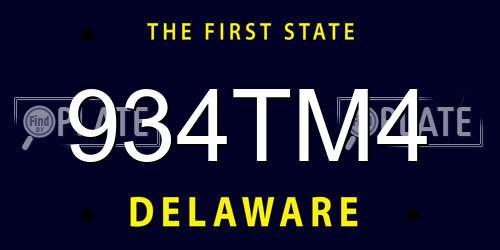 934TM4 Delaware License Plate