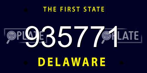 935771 Delaware License Plate