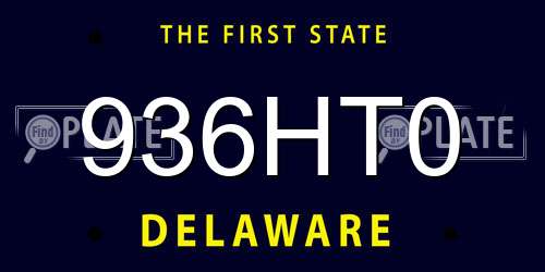 936HT0 Delaware License Plate