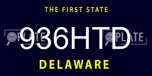 936HTD Delaware License Plate