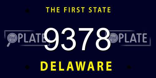 9378 Delaware License Plate