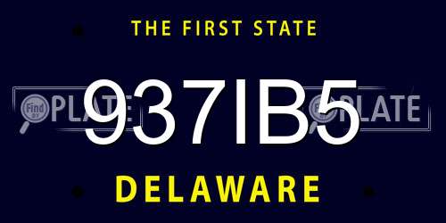 937IB5 Delaware License Plate