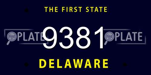 9381 Delaware License Plate