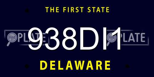 938DI1 Delaware License Plate