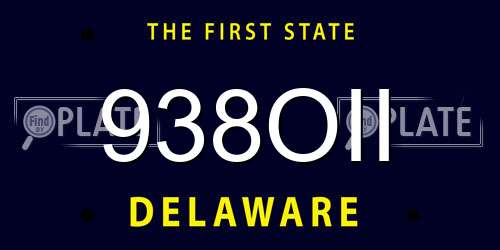 938OII Delaware License Plate