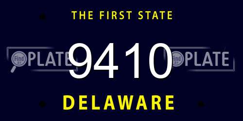 9410 Delaware License Plate
