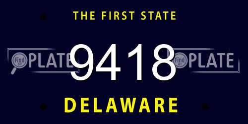9418 Delaware License Plate