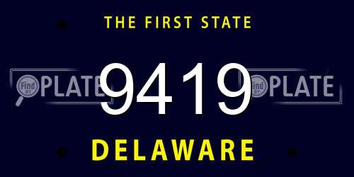 9419 Delaware License Plate