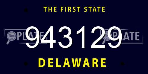 943129 Delaware License Plate