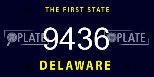 9436 Delaware License Plate