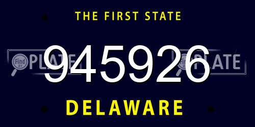 945926 Delaware License Plate