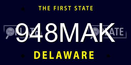 948MAK Delaware License Plate