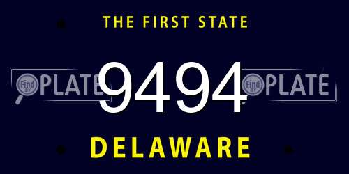 9494 Delaware License Plate