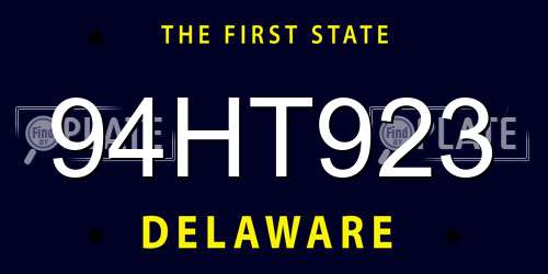 94HT923 Delaware License Plate