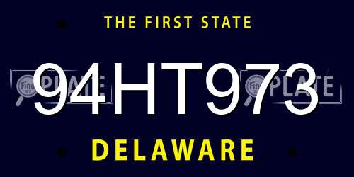 94HT973 Delaware License Plate