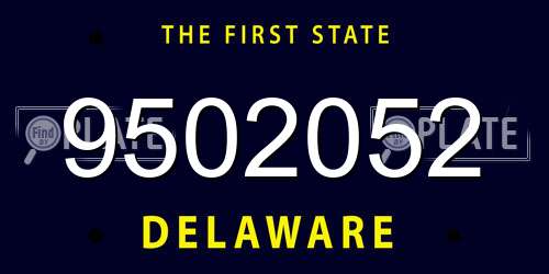 9502052 Delaware License Plate