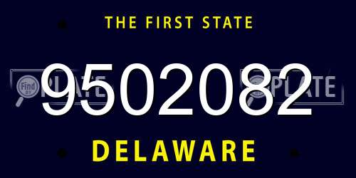 9502082 Delaware License Plate