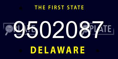 9502087 Delaware License Plate