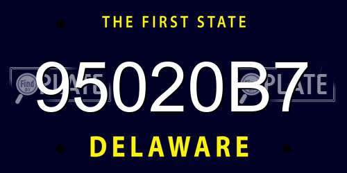 95020B7 Delaware License Plate